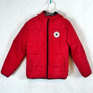 Kids Red Converse All Stars Hooded Winter Coat / size Large